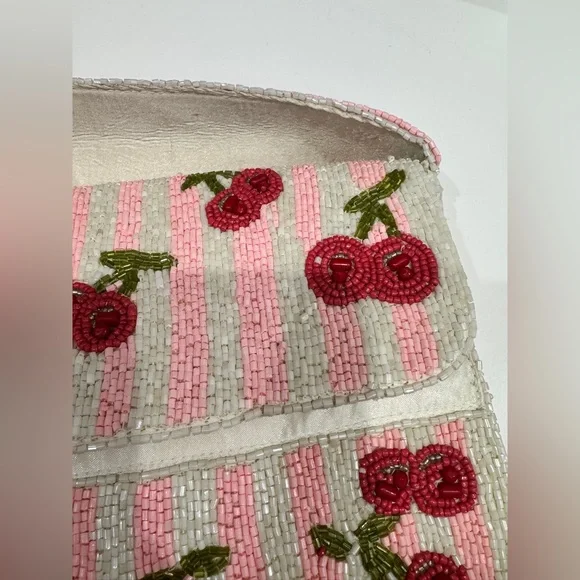 NEW Cherry Print Beaded Handbag - Picture 10 of 16